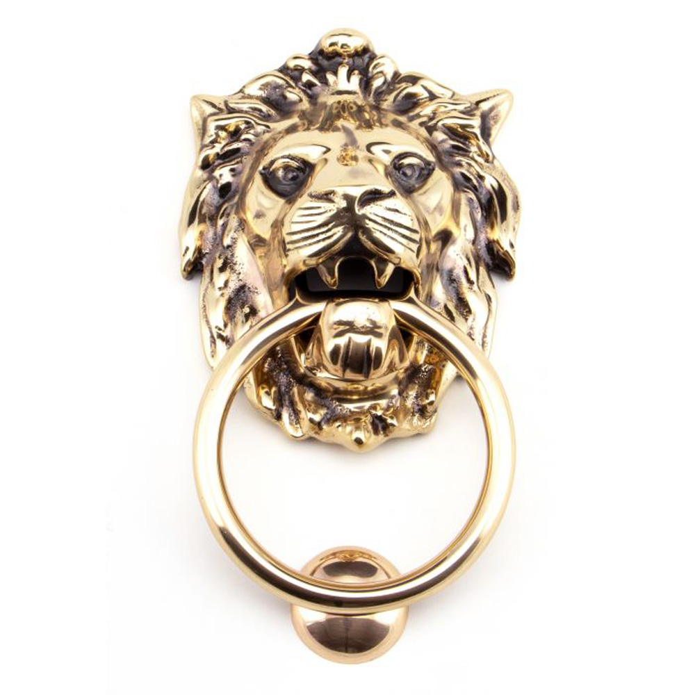 From the Anvil Lion Head Door Knocker - Polished Bronze